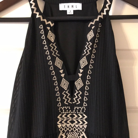 Black dress with tan stitching - Picture 3 of 3